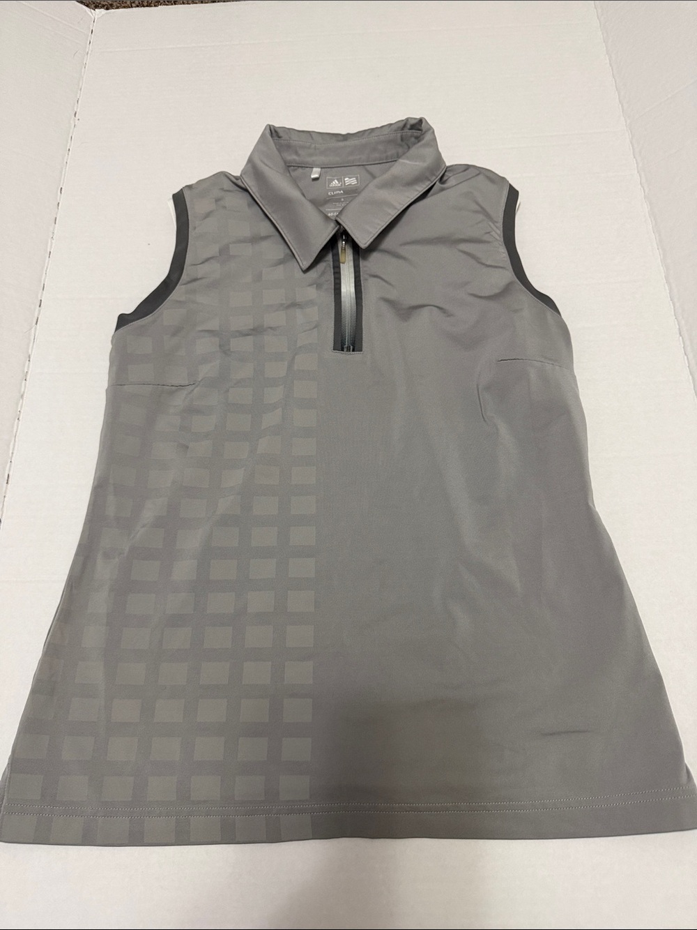 adidas Gray Sleeveless Polo Zip Tank Top